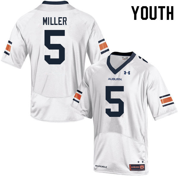 Youth Auburn Tigers #5 Dreshun Miller White 2021 College Stitched Football Jersey